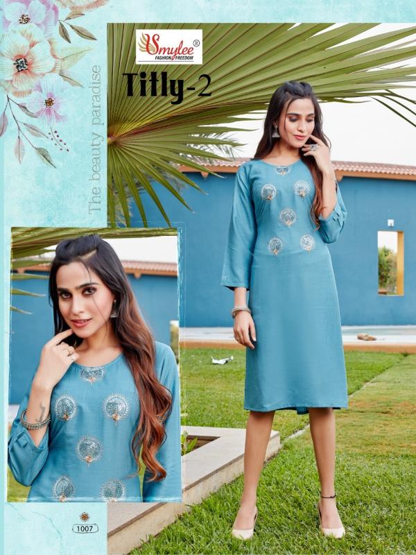 Smylee Titly-2 Designer Rayon Embroidery Kurti 